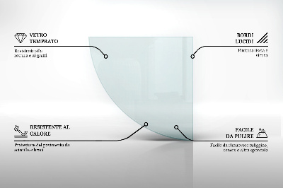 Lastra in vetro per caminetto a quarto di cerchio trasparente