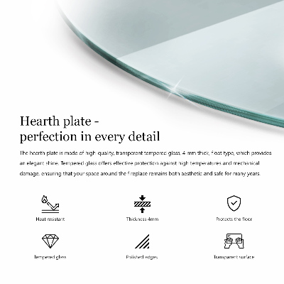 Lastra in vetro per caminetto a quarto di cerchio trasparente