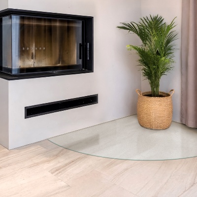 Quarto di cerchio vetro sotto il camino con effetto ottico in vetro smerigliato