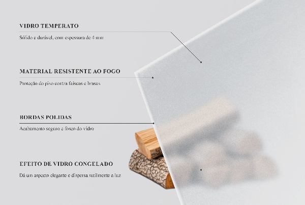 Semiovale lastra in vetro per caminetto con aspetto visivo semitrasparente