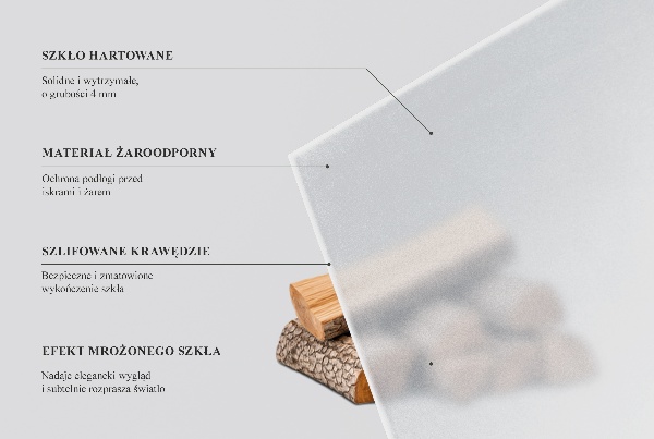 Rotondo vetro sotto il camino con effetto ottico di vetro lattiginoso