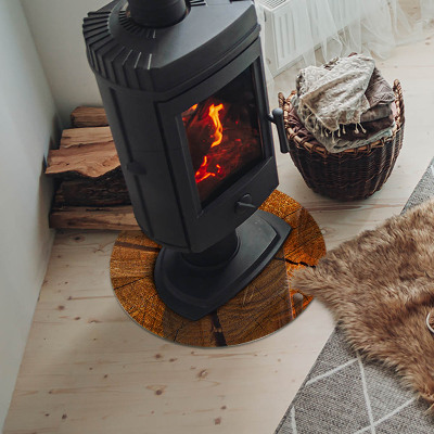 Vetro sotto il camino rotondo con motivo a venature del legno in sezione trasversale