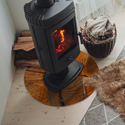 Vetro sotto il camino rotondo con motivo a venature del legno in sezione trasversale