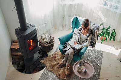 Vetro sotto il camino con motivo a geometria tridimensionale