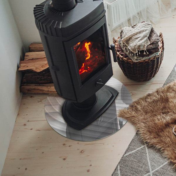 Vetro sotto il camino rotondo con motivo a onde di linee delicate