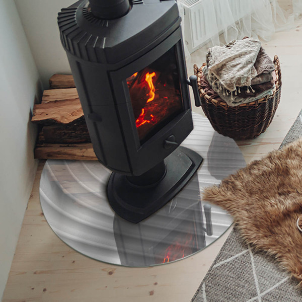 Vetro sotto il camino rotondo con motivo a onde di linee delicate