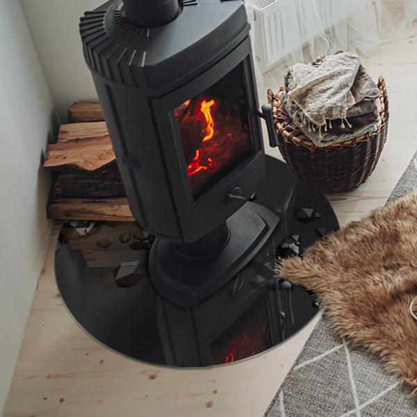 Vetro sotto il camino con motivo a nuvola astratta in vetro