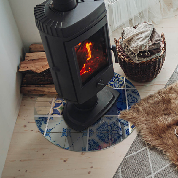 Vetro sotto il camino con motivo per piastrelle in ceramica