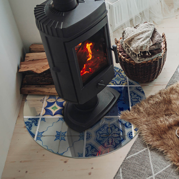 Vetro sotto il camino con motivo per piastrelle in ceramica