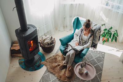 Vetro sotto il camino con motivo organico astratto