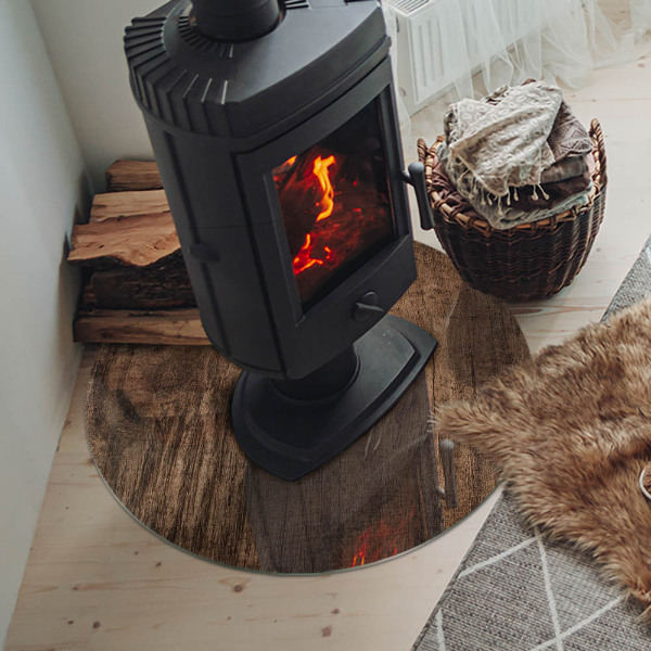 Vetro sotto il camino con motivo ad effetto legno naturale