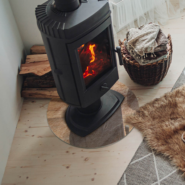 Vetro sotto il camino rotondo con texture in pietra naturale