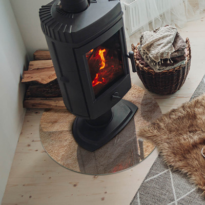 Vetro sotto il camino rotondo con texture in pietra naturale