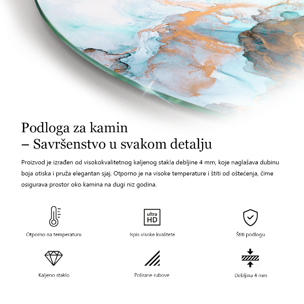 Vetro sotto il camino con tavola di legno nel layout