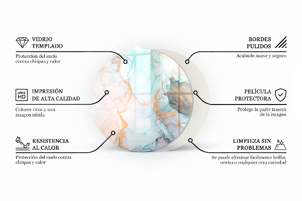 Vetro sotto il camino rotondo con motivo in marmo naturale