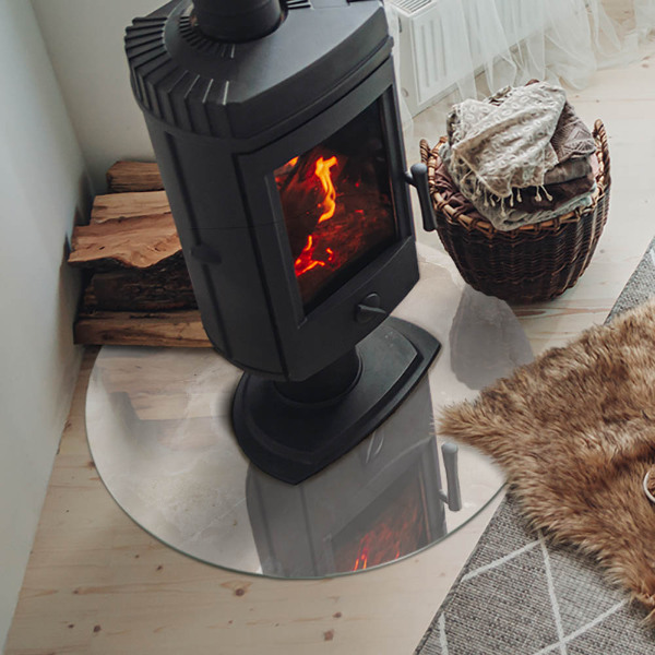 Vetro sotto il camino rotondo con motivo in marmo naturale