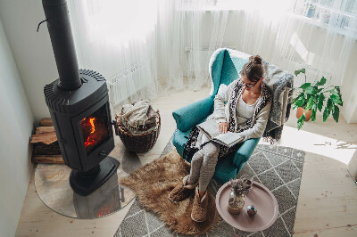 Vetro sotto il camino rotondo con motivo in pietra naturale