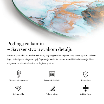 Vetro sotto il camino con tavola di legno nel layout