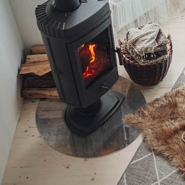 Vetro sotto il camino con motivo astratto e trama