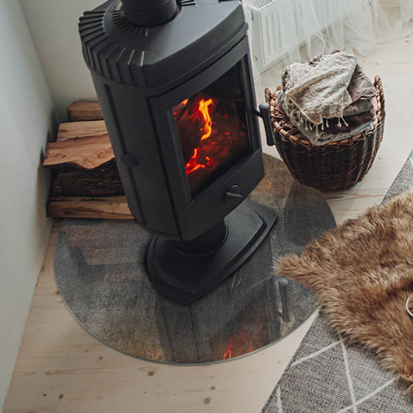 Vetro sotto il camino con motivo astratto e trama