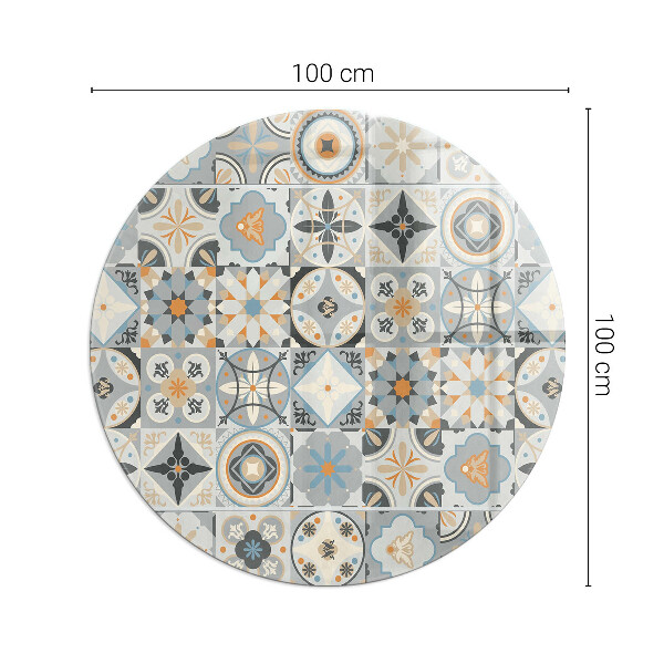 Vetro sotto il camino rotondo Motivi a mosaico nelle piastrelle