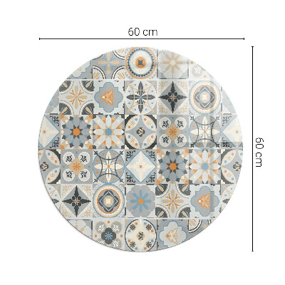 Vetro sotto il camino rotondo Motivi a mosaico nelle piastrelle