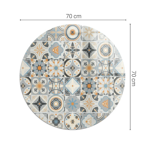 Vetro sotto il camino rotondo Motivi a mosaico nelle piastrelle