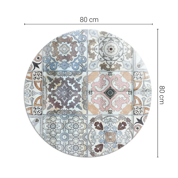 Vetro sotto il camino rotondo Motivi a mosaico nelle piastrelle