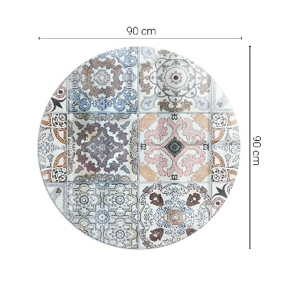 Vetro sotto il camino rotondo Motivi a mosaico nelle piastrelle