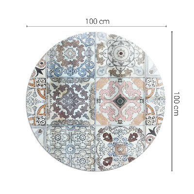 Vetro sotto il camino rotondo Motivi a mosaico nelle piastrelle