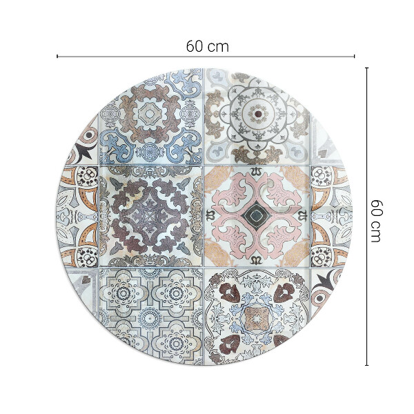 Vetro sotto il camino rotondo Motivi a mosaico nelle piastrelle
