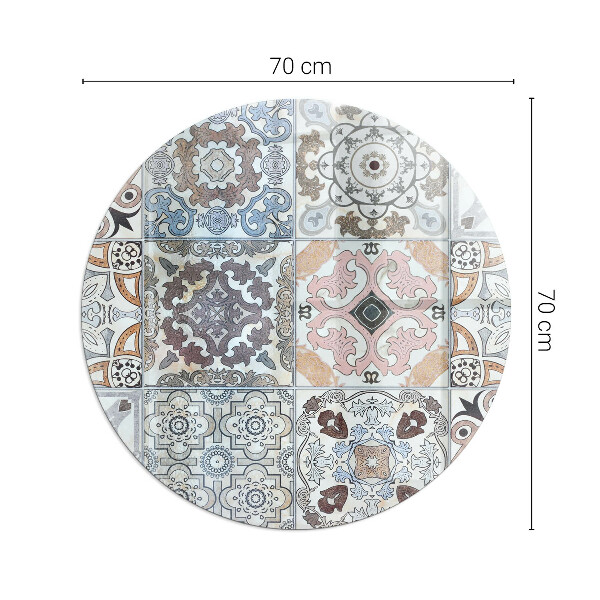 Vetro sotto il camino rotondo Motivi a mosaico nelle piastrelle