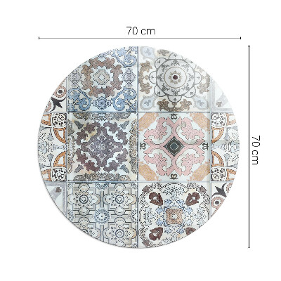 Vetro sotto il camino rotondo Motivi a mosaico nelle piastrelle