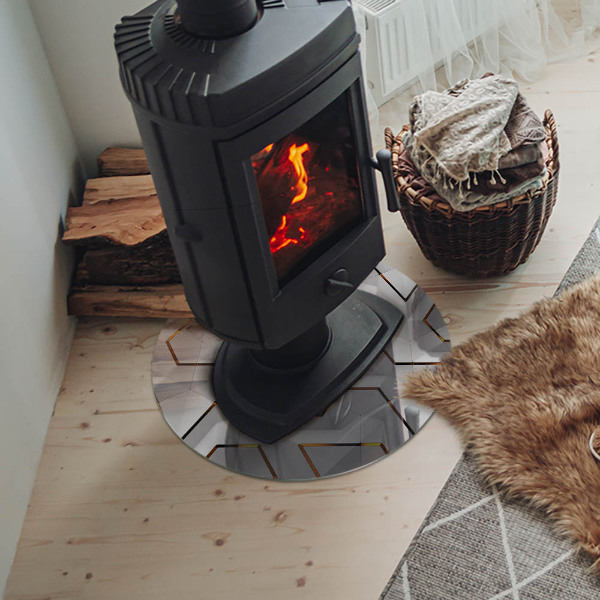 Vetro sotto il camino rotondo con motivo geometrico 3D