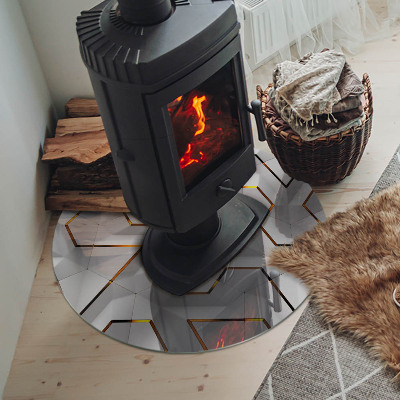 Vetro sotto il camino rotondo con motivo geometrico 3D