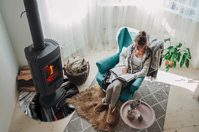 Vetro sotto il camino con motivo di onde e linee astratte