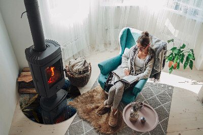 Vetro sotto il camino con motivo a foglie dalla texture raffinata