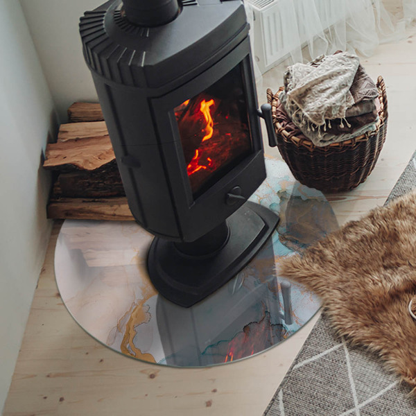 Vetro sotto il camino rotondo con motivo astratto a effetto fluido