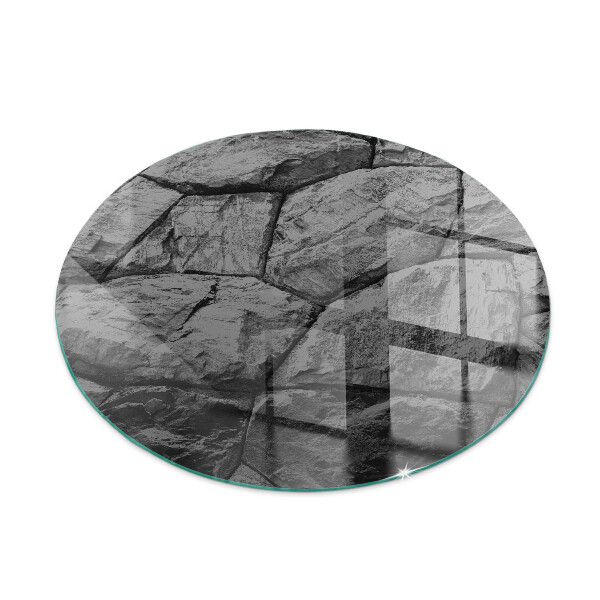 Vetro sotto il camino rotondo con motivo in pietra naturale