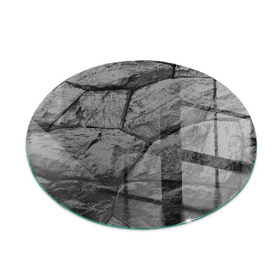 Vetro sotto il camino rotondo con motivo in pietra naturale