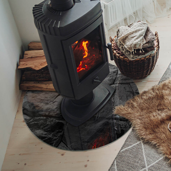 Vetro sotto il camino rotondo con motivo in pietra naturale