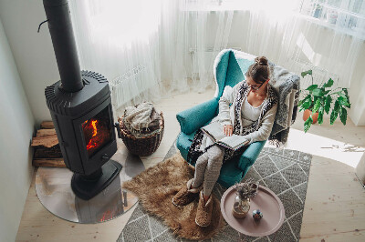 Vetro sotto il camino rotondo con motivo in pietra naturale