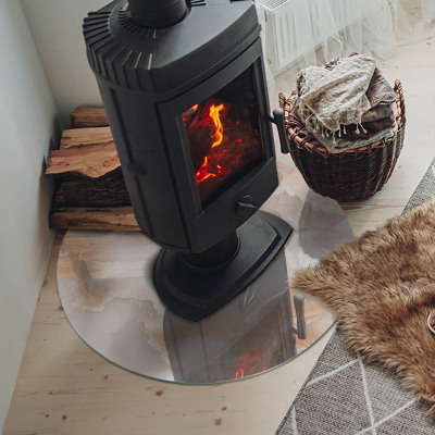 Vetro sotto il camino rotondo con motivo in pietra naturale