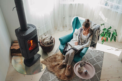 Vetro sotto il camino con motivo astratto effetto marmo