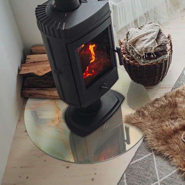 Vetro sotto il camino con motivo astratto effetto marmo