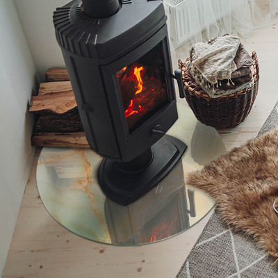 Vetro sotto il camino con motivo astratto effetto marmo