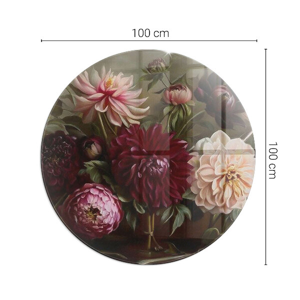 Vetro sotto il camino rotondo Bouquet di fiori nel dettaglio