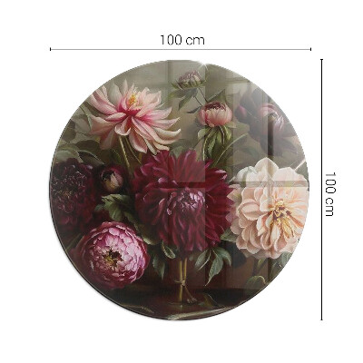 Vetro sotto il camino rotondo Bouquet di fiori nel dettaglio