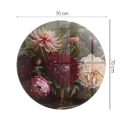 Vetro sotto il camino rotondo Bouquet di fiori nel dettaglio
