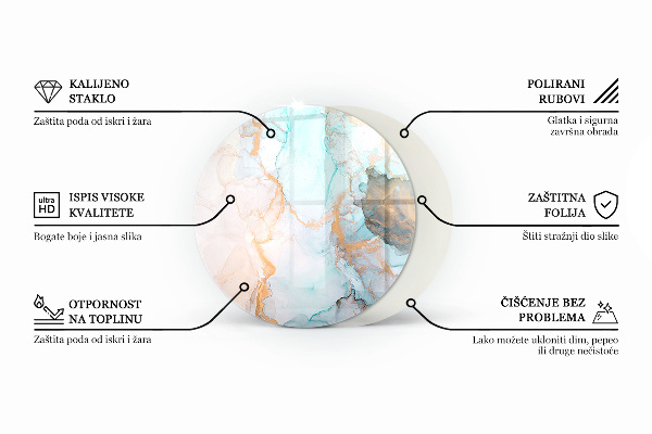 Vetro sotto il camino rotondo di colore grigio-marrone